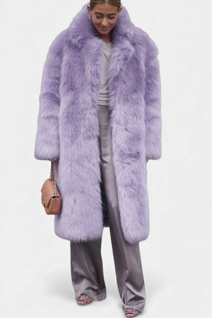 Lavender Synthetic Fur Pierette Long Coat