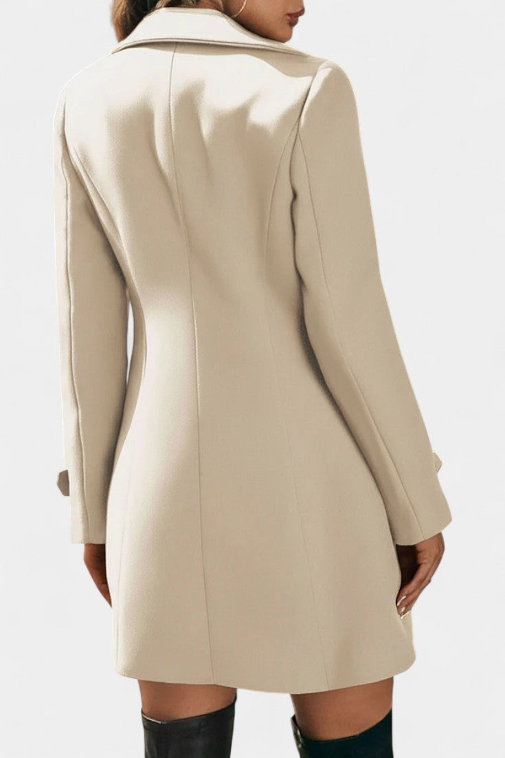 Maïlys Notched Collar Open Coat with Decorative Buttons