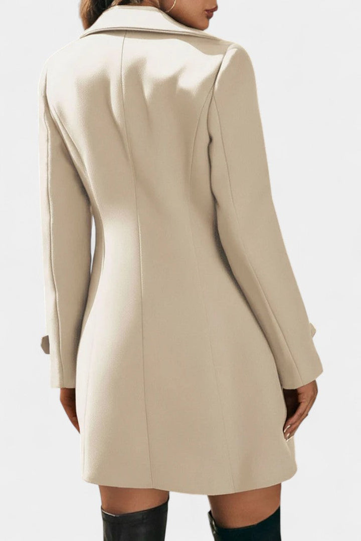 Maïlys Notched Collar Open Coat with Decorative Buttons