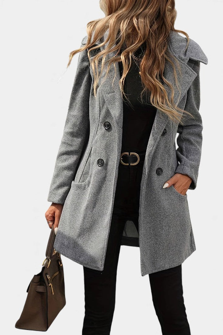 Lada Long Sleeve Double-Breasted Hooded Coat