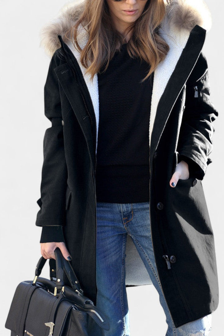 Katell Faux Fur-Collared Long Hooded Parka