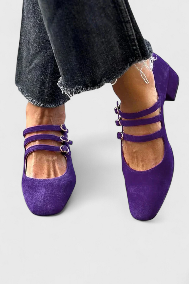 Evdokia Square Toe Multi-Strap Heels