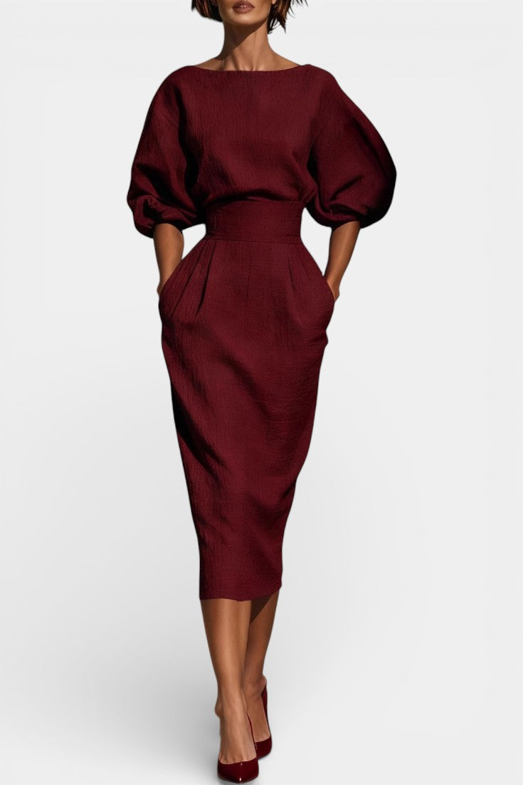 Soizic Structured Top and Midi Skirt Two-Piece Set