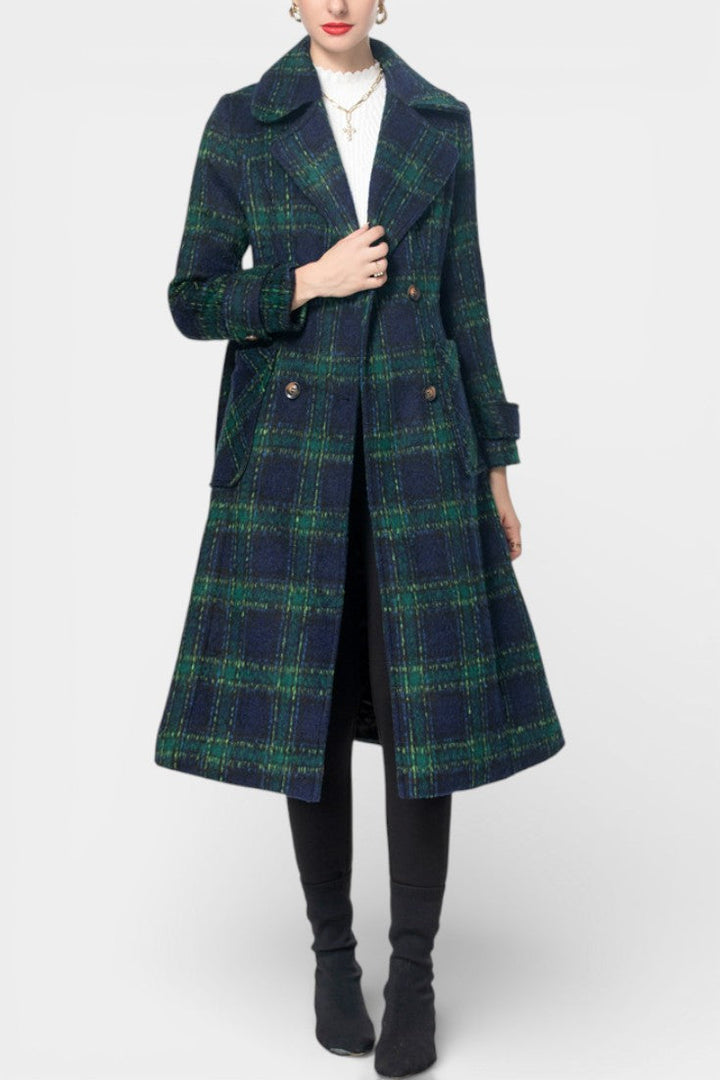 Blue-Green Lara Long Crossed Coat