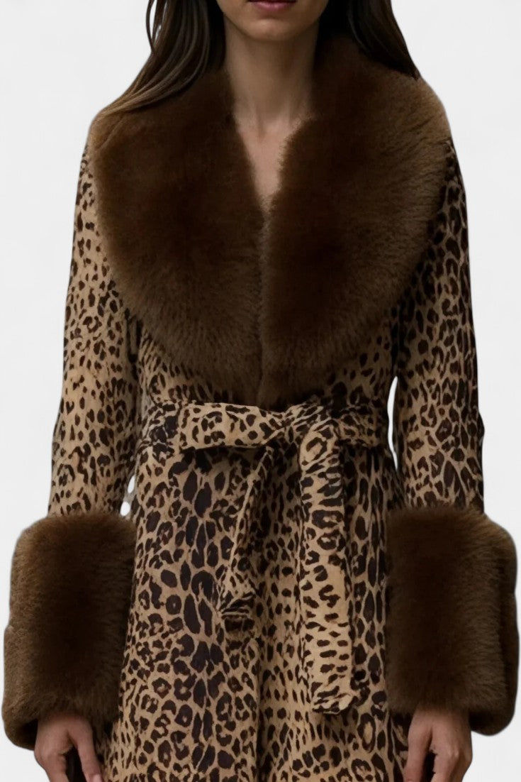 Relaxed Fit Leopard Print Plush Coat by Marguerite