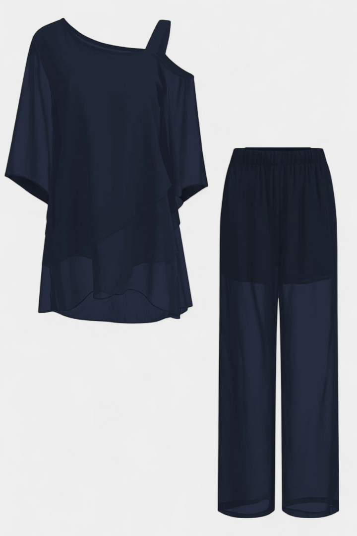 Flowy Off-Shoulder Two-Piece Kitty Set