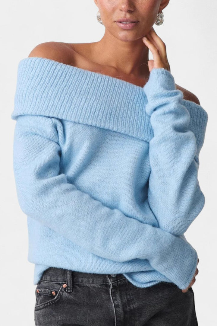 Ecru Off-the-Shoulder Estella Knit Sweater