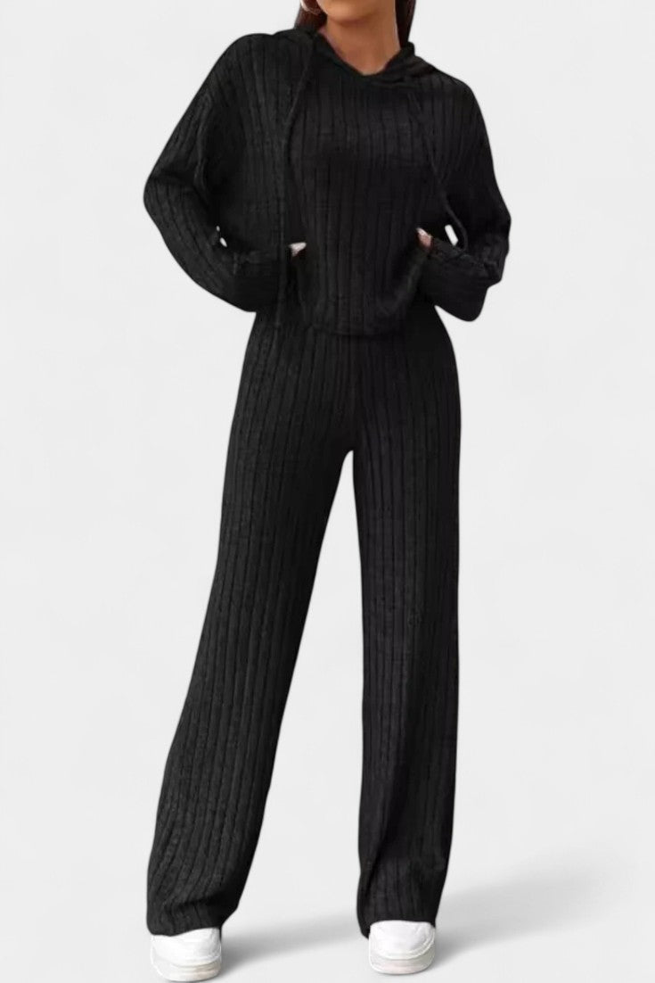 Federica Striped Knit Hoodie and Pants Set