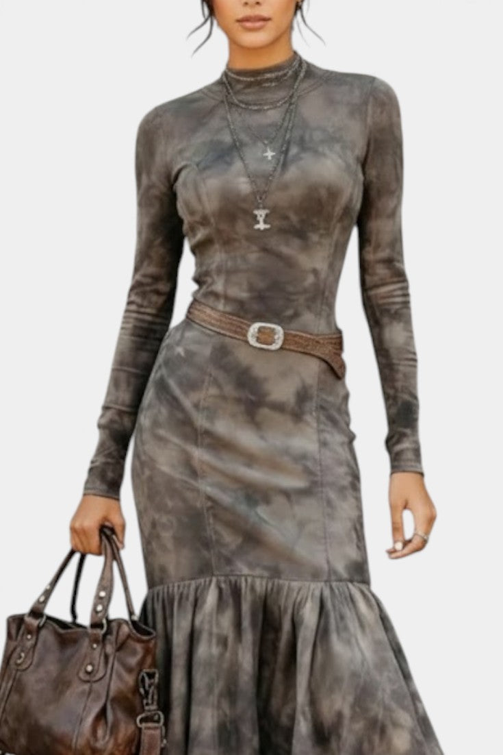 Zoe Retro Midi Dress with Flared Hem