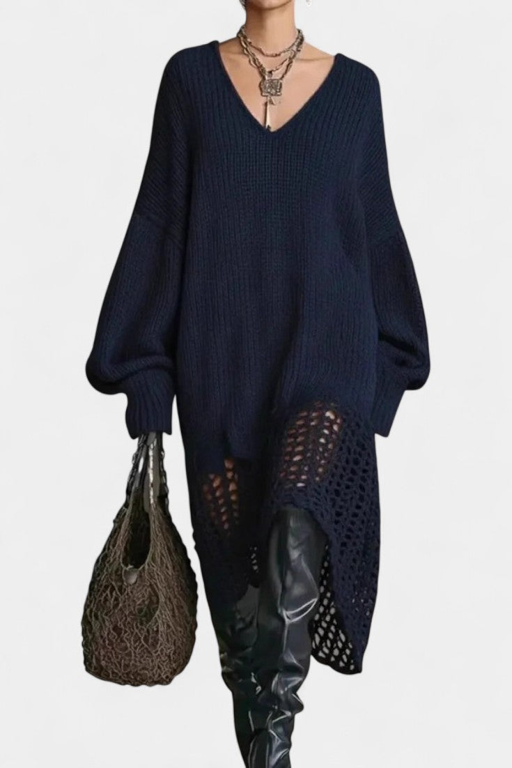 Deep Green Brigitte Long Textured Knit Dress