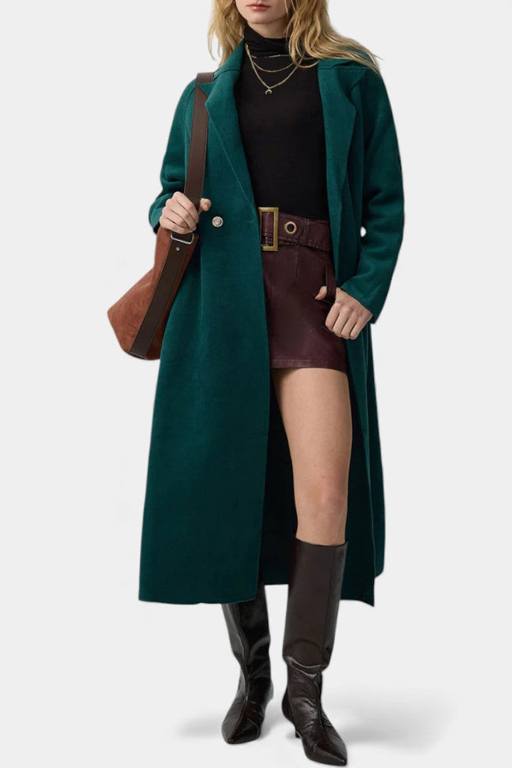 Padmé Long Crossed Coat featuring Notched Lapels