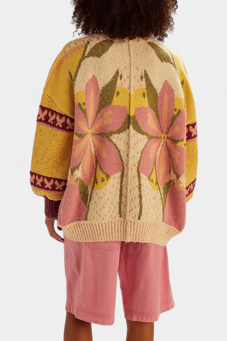 Loose-Fit Floral Embroidered Cardigan by Casey