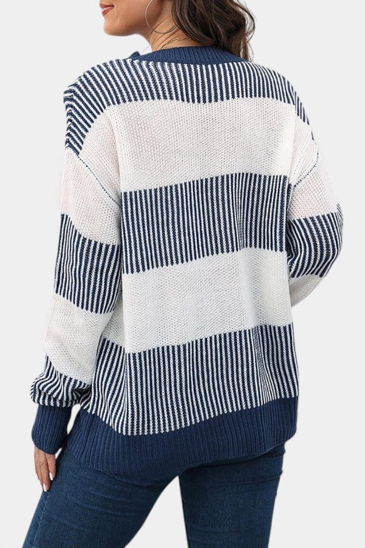 Mirna Extra-Large Striped Knit Sweater