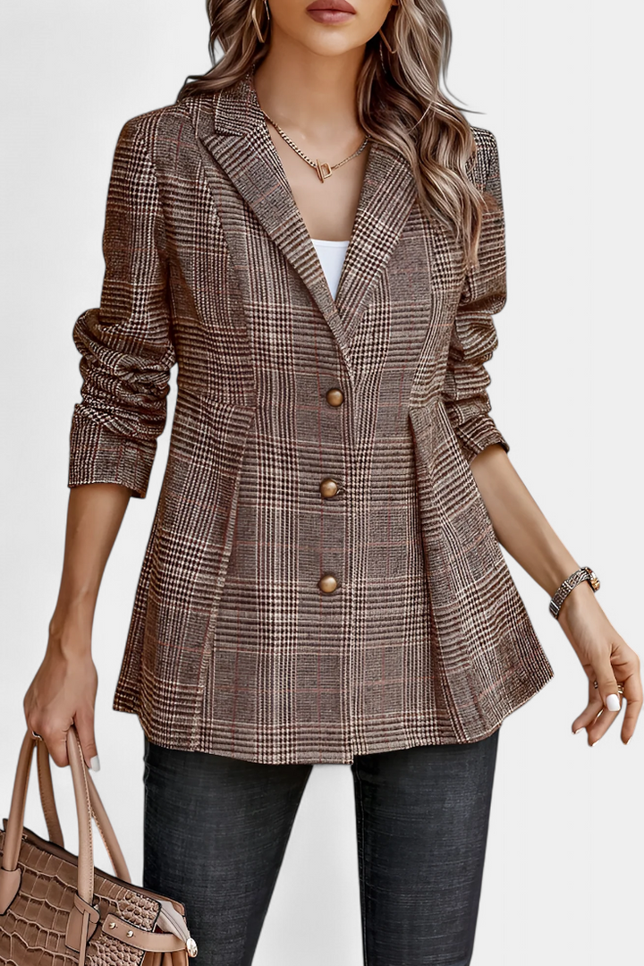 Pleated Peplum Jacket in Calico Print