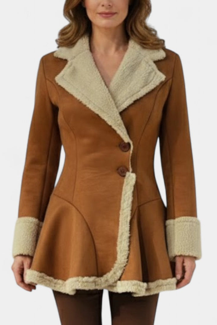 Lucile Faux Fur Trim Button Coat