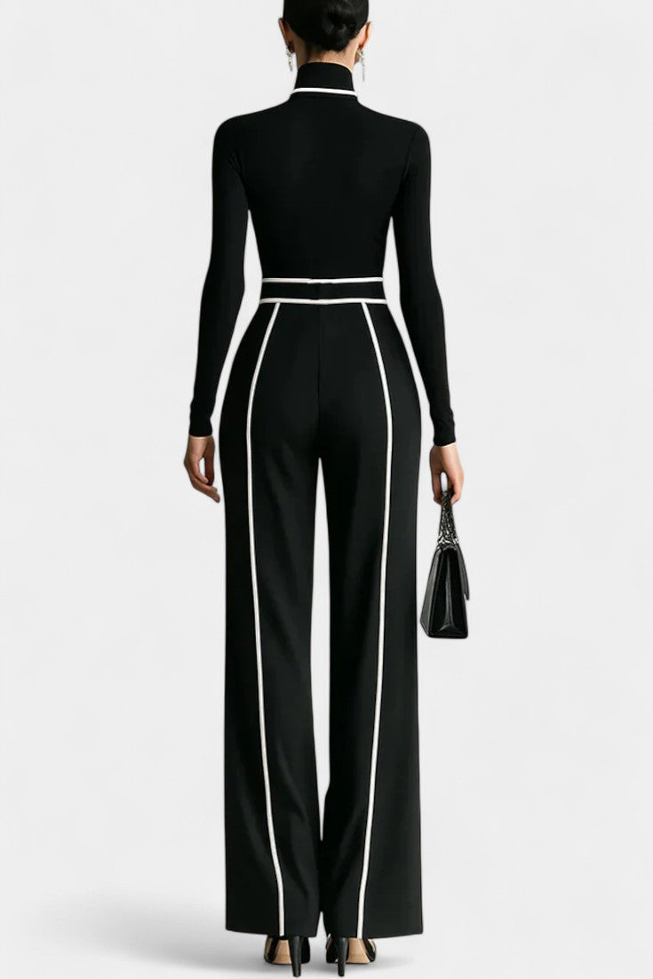 Kirralee Set Featuring a Stylish High Collar and Flared Wide Leg Pants