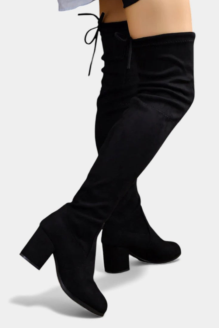 Dorine Chunky-Heeled Thigh-High Boots