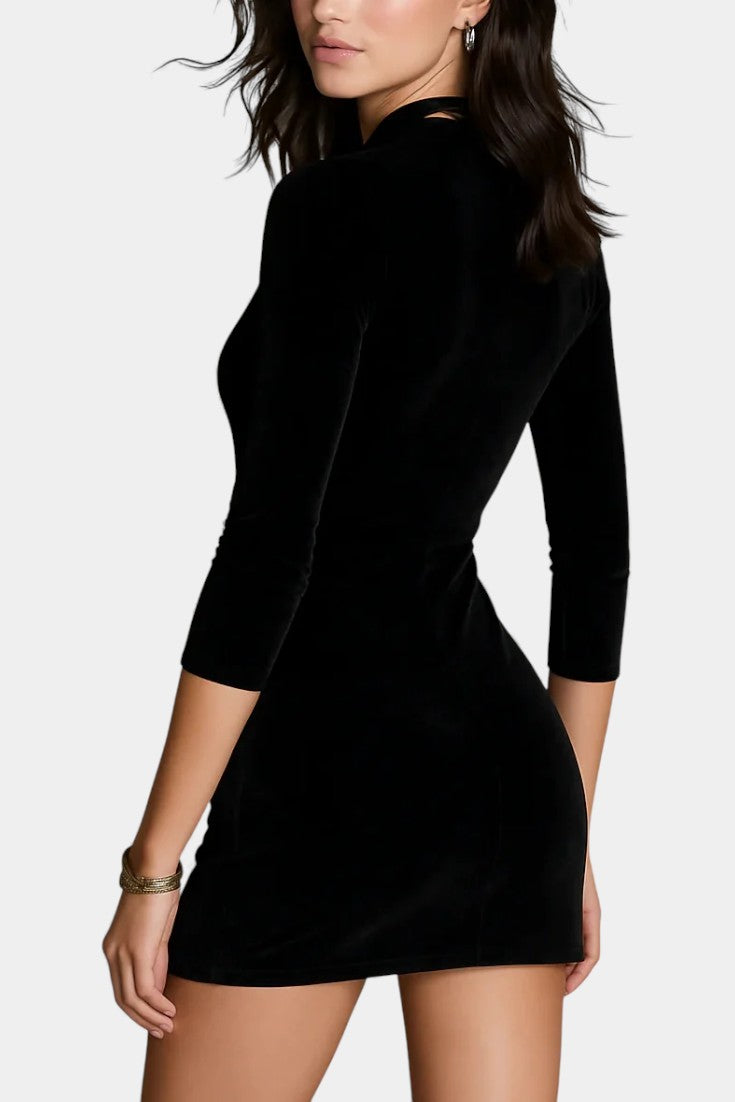Deva V-Neck Mini Velvet Dress