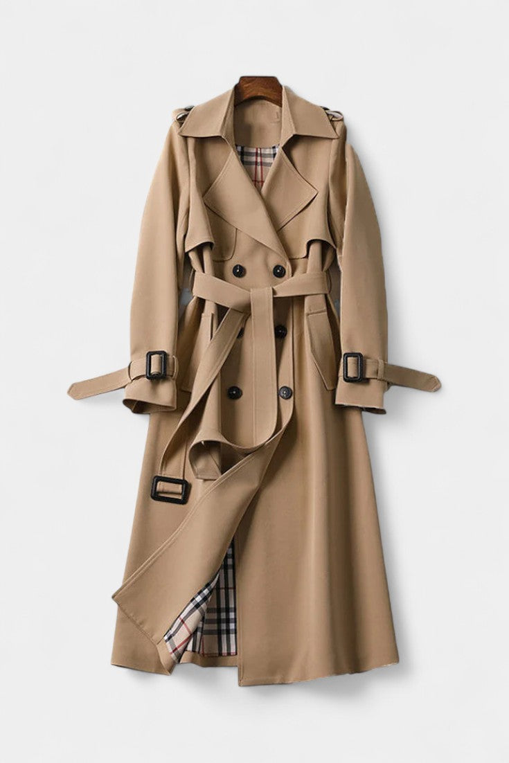 Double-Breasted Long Coat with Belt by Romane