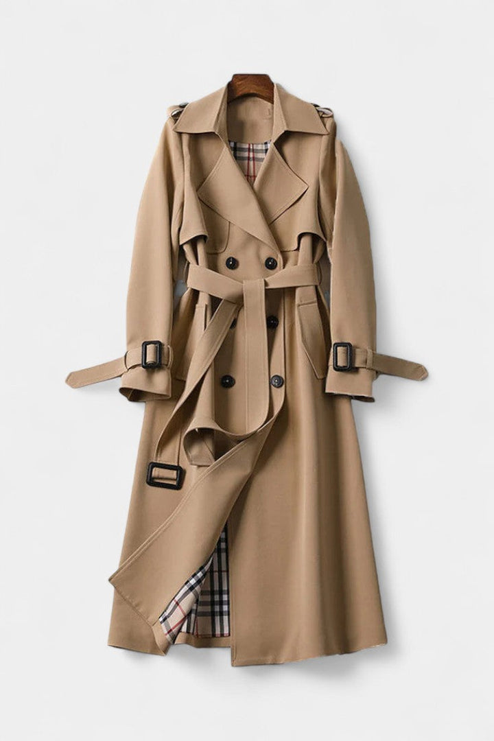 Double-Breasted Long Coat with Belt by Romane