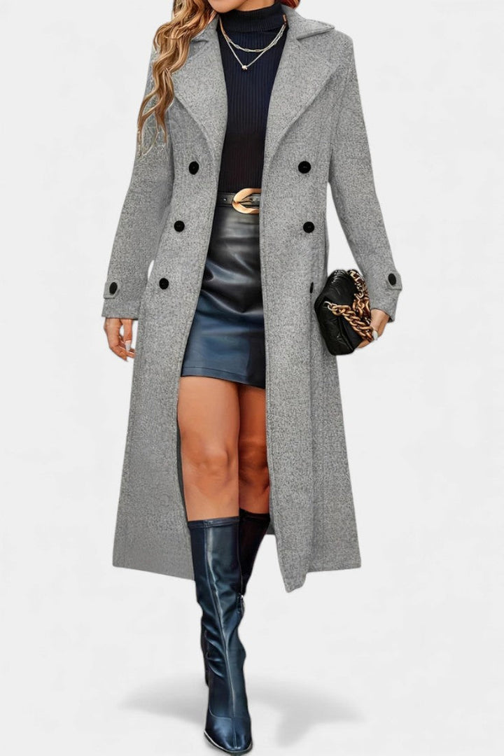 Naïssa Double-Breasted Coat with Long Notched Lapels