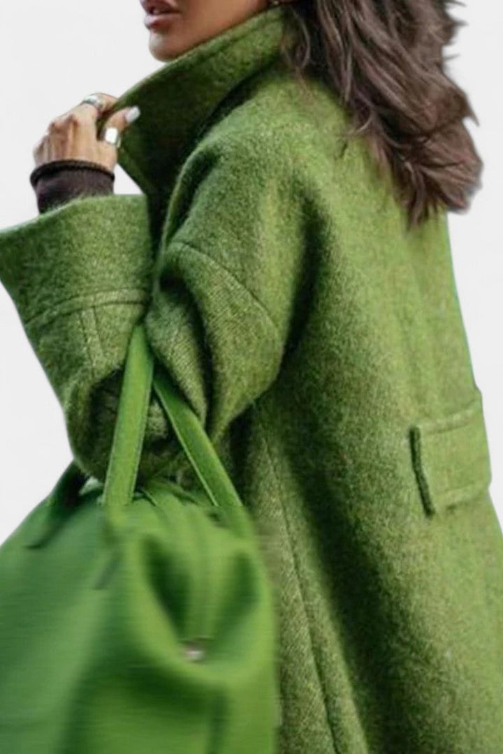 Camile Oversized Double-Breasted Long Coat with Notched Collar