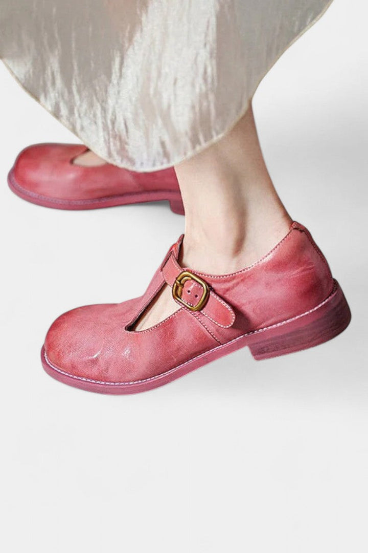 Handcrafted Leather Elsa Mary Janes with T-Strap Design