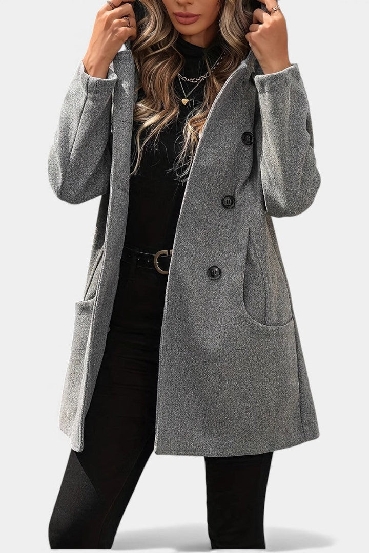 Lada Long Sleeve Double-Breasted Hooded Coat