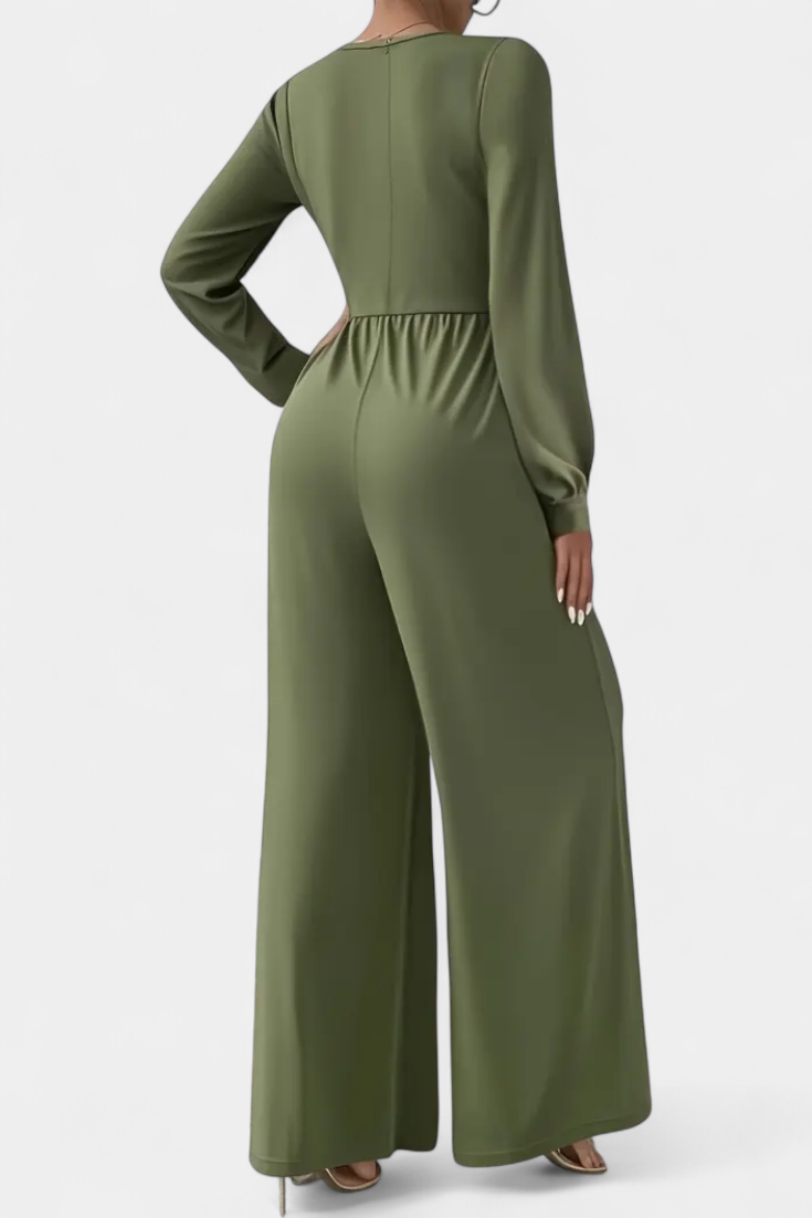 Eudora Chic V-Neck Tailored Jumpsuit