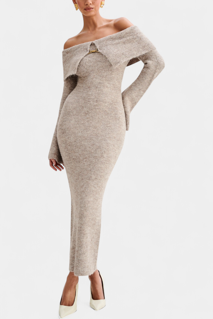 Solsona One-Shoulder Long Sleeve Knit Dress