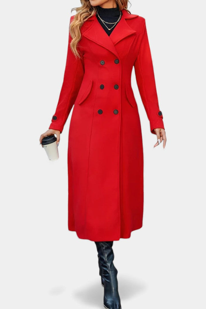 Naïssa Double-Breasted Coat with Long Notched Lapels