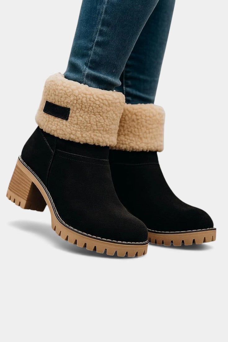 Luise Sienna Faux Fur Block Heel Ankle Boots