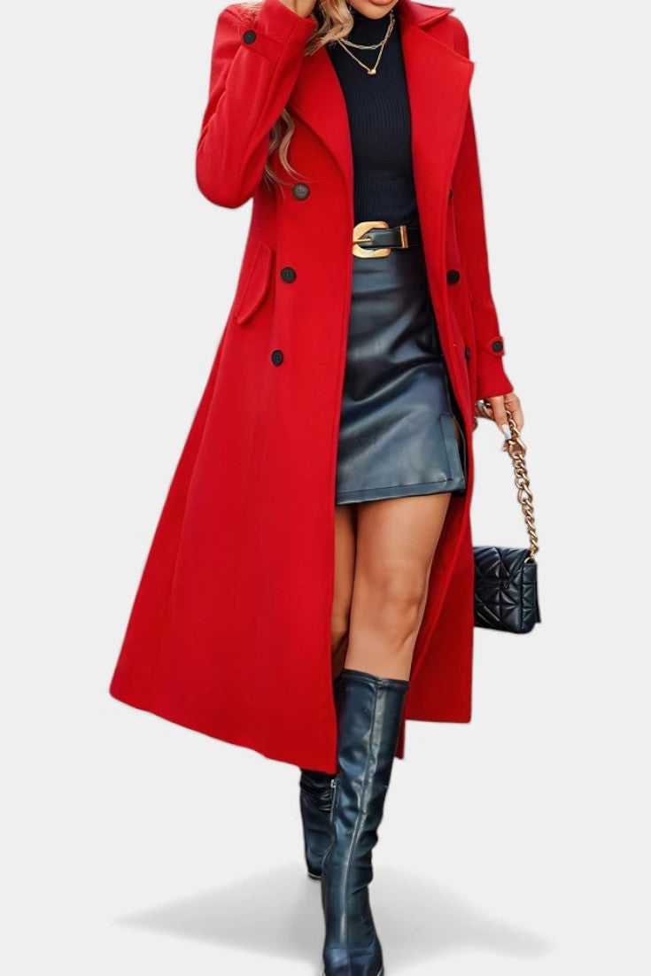 Naïssa Double-Breasted Coat with Long Notched Lapels