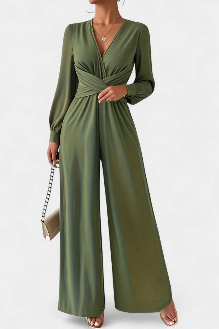 Eudora Chic V-Neck Tailored Jumpsuit