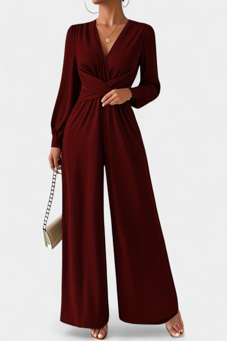 Eudora Chic V-Neck Tailored Jumpsuit