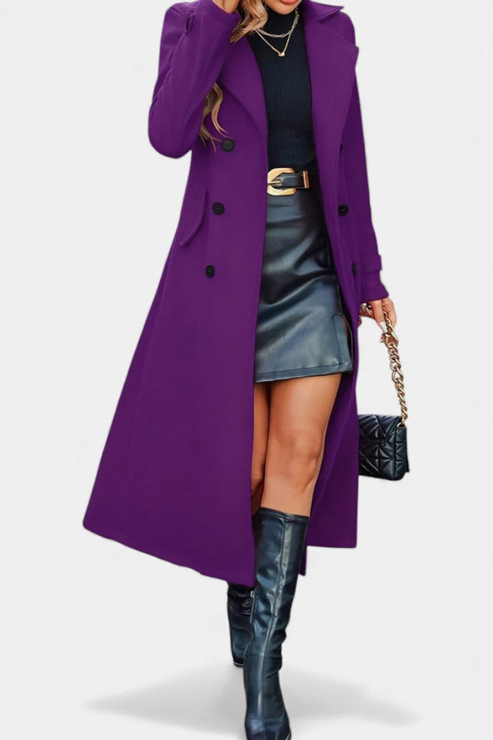 Naïssa Double-Breasted Coat with Long Notched Lapels