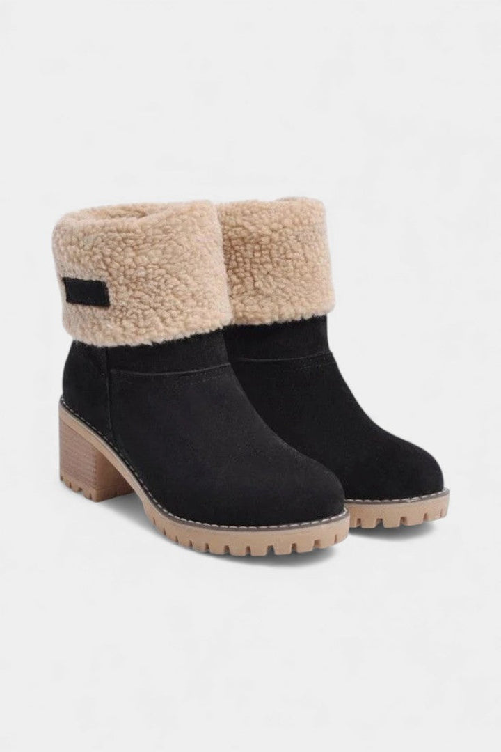 Luise Sienna Faux Fur Block Heel Ankle Boots