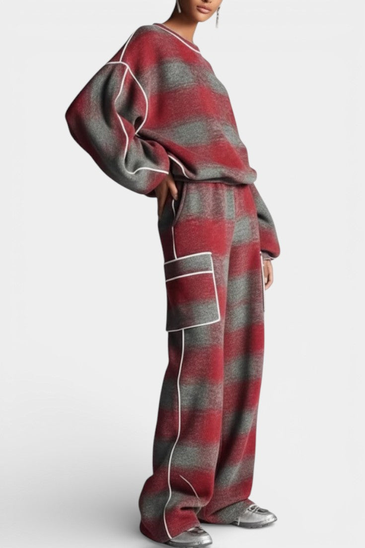 Oléna Urban Checkered Color-Block Ensemble