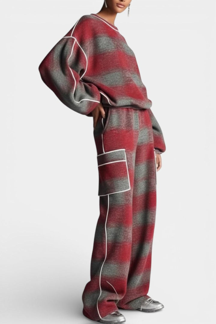 Oléna Urban Checkered Color-Block Ensemble