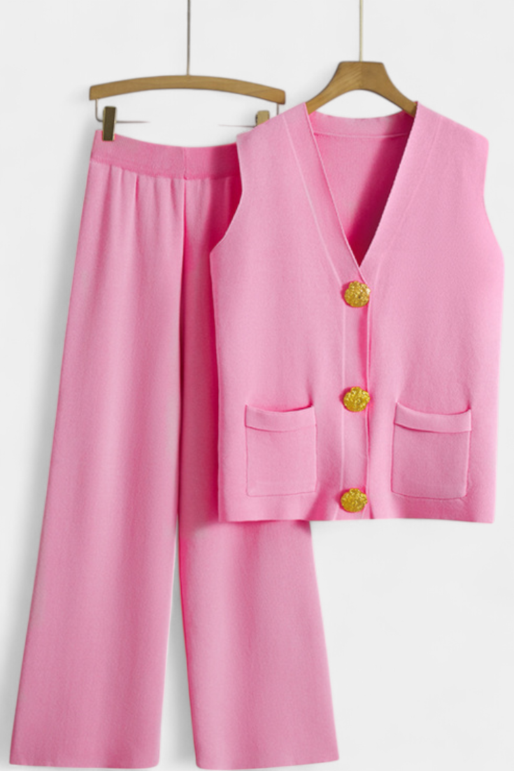 Jacey Knit Vest with Wide-Leg Trousers