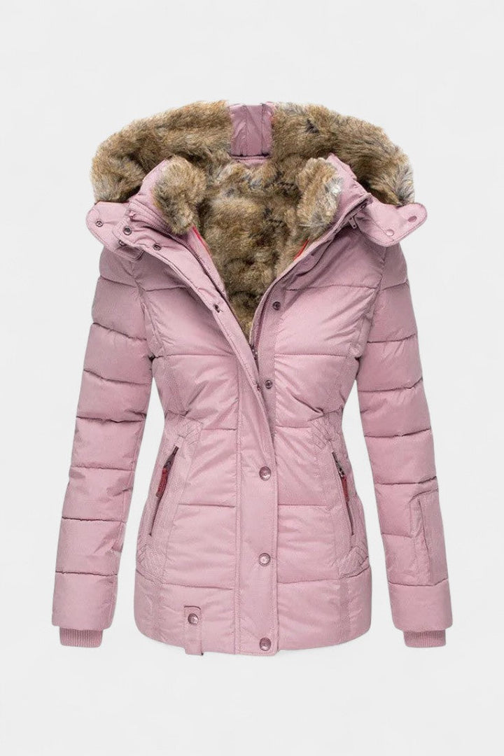 Laurène Hooded Insulated Winter Jacket with Faux Fur Trim