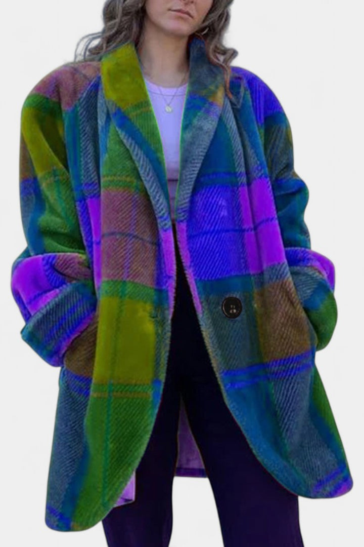 Glazel Classic Plaid Long Oversized Coat