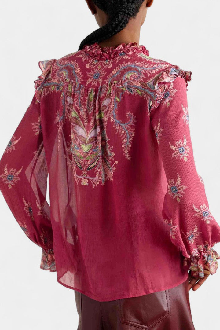 Bohemian Print Ruffled Chiffon Set by Amancia