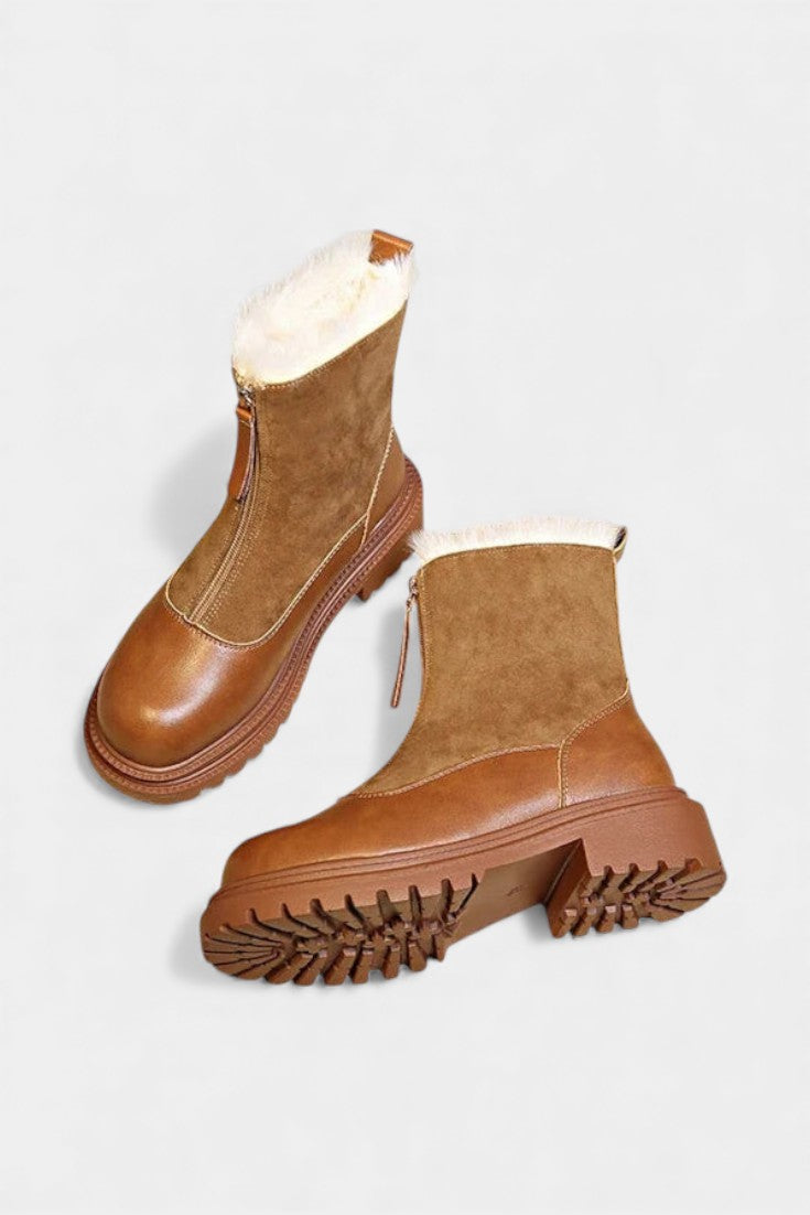 Gertrud Cleated Sole Boots with Faux Fur Trim