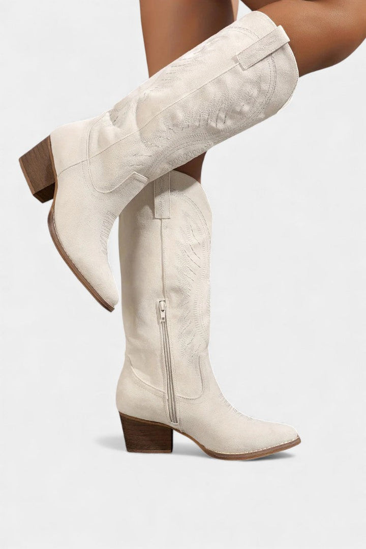 Suede Block Heel Cowboy Boots by Eusty