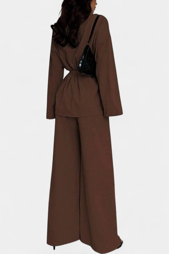 Amy V-Neck Blazer and Flared Pants Set