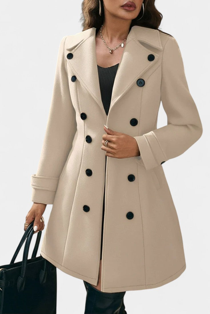 Maïlys Notched Collar Open Coat with Decorative Buttons