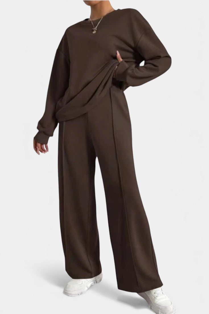 Tiara Relaxed Fit Sweatshirt & High-Waisted Trousers Set