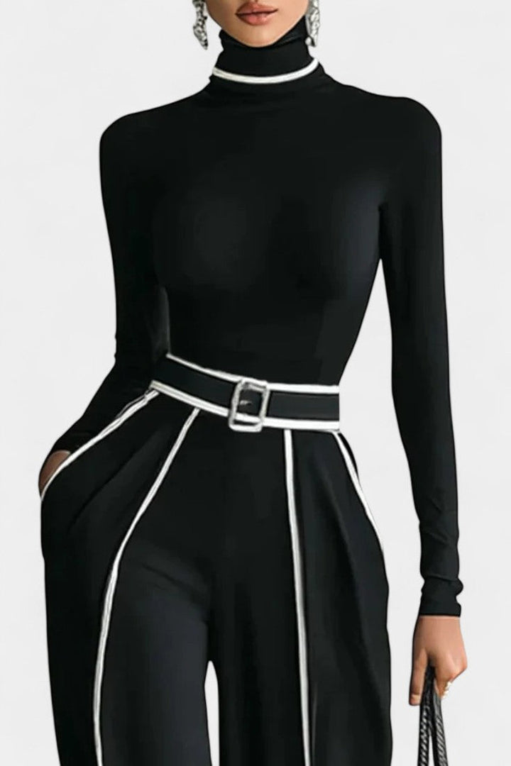 Kirralee Set Featuring a Stylish High Collar and Flared Wide Leg Pants