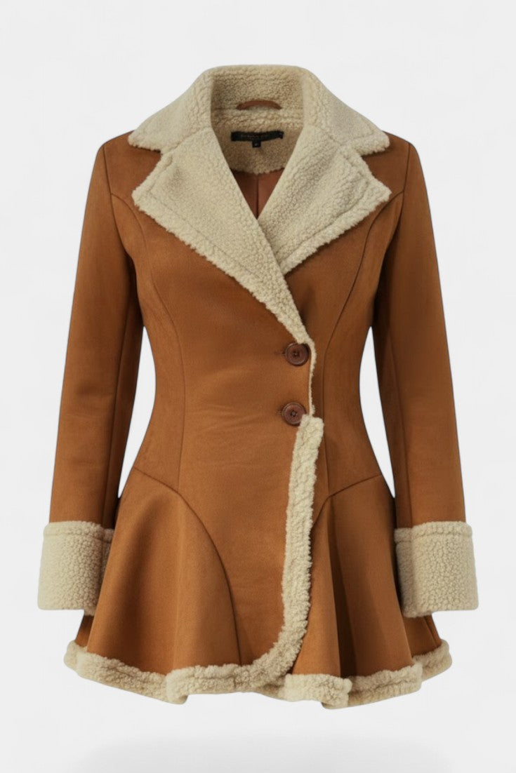 Lucile Faux Fur Trim Button Coat